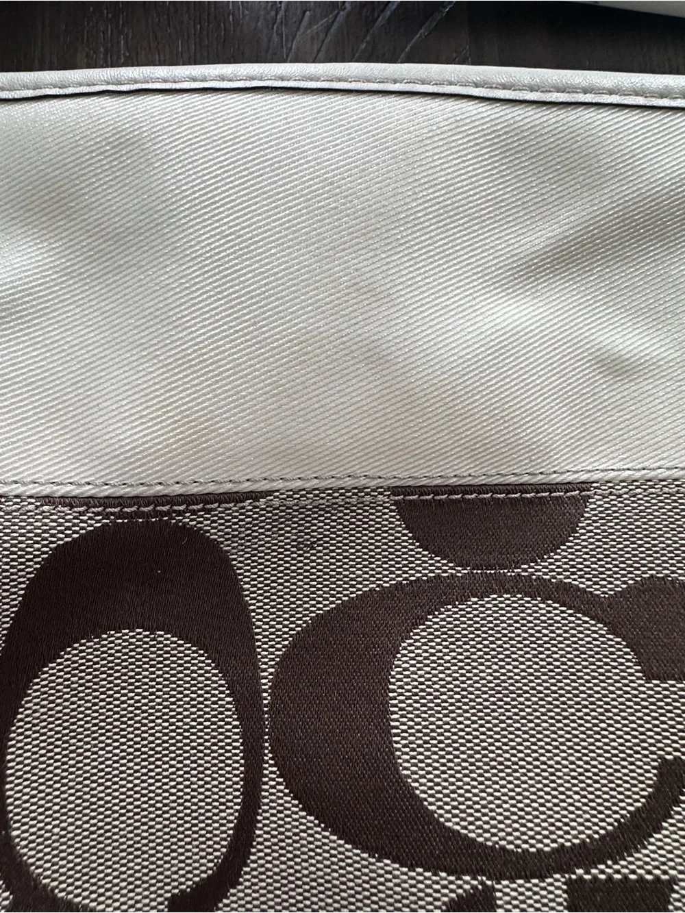 Vintage Y2K Coach Canvas Signature Shoulder Hobo Bag in Brown and Cream